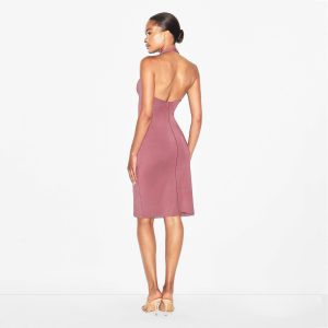 PLUNGE HALTER MIDI DRESS
